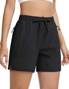 TACVASEN Women's 5'' Hiking Shorts Quick Dry Golf Lightweight UPF50+ Athletic Shorts Summer Water Resistant Zipper Pockets - 卡其色 - 查看 8