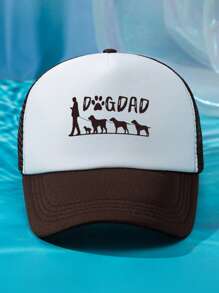 1 Stück Unisex Outdoor Lässig Mode einstellbare Größe UV-Schutz DOGDAD bedruckte luftdurchlässige weiche Mesh Baseballkappe Truckerkappe, geeignet für den täglichen Gebrauch
