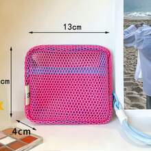 1 件多巴胺彩色网状豆腐形状多功能包，大容量便携式旅行收纳小化妆包，口红收纳袋，卫生巾架，高品质整洁收纳，时尚百搭配饰 - 彩色 - 查看 8