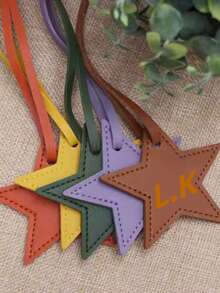 Personalized PU Leather Five-Pointed Star Bag Charms, Initial Five-Pointed Star PU Leather Suitcase Pendants, Bag Ornaments, Car Pendants, Decorative Bag Charms, Keychains, Suitable Gifts For Girlfriends, Bridesmaid Gifts, Wedding Accessories, Birthday Gifts, Classmate Gifts, Mother's Day Gifts, Couple Charms.