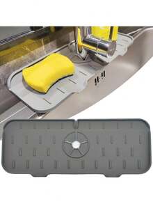 Silicone Draining Pad, Kitchen Bathroom Faucet Anti-Splash Sink Drain Mat, Kitchen Faucet Sink Splash Guard, Silicone Water Catcher Mat – Sink Draining Pad Behind Faucet, Grey Rubber Drying Mat For Kitchen & Bathroom Countertop Protect - Multicolor - View 14