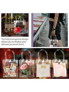 20 piezas - Bolsas de regalo transparentes de PVC con asa, bolsas de regalo transparentes impermeables, bolsas de regalo transparentes pequeñas, bolsas de regalo transparentes, bolsas de regalo para temporada de fiestas, adecuadas para regalos de boda, cumpleaños, Halloween y suministros para fiestas navideñas - transparente - Ver 6