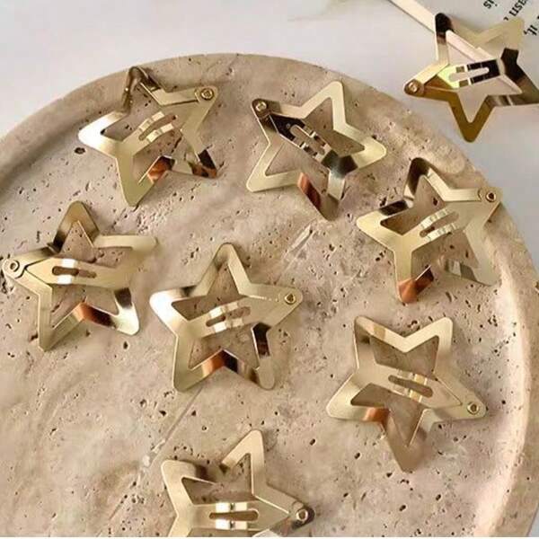 8/20pcs Set Women Gold Color BB Hair Clips 3cm Metal Star Bangs Hairpin Decorative Headwear Accessories, Sweet & Elegant