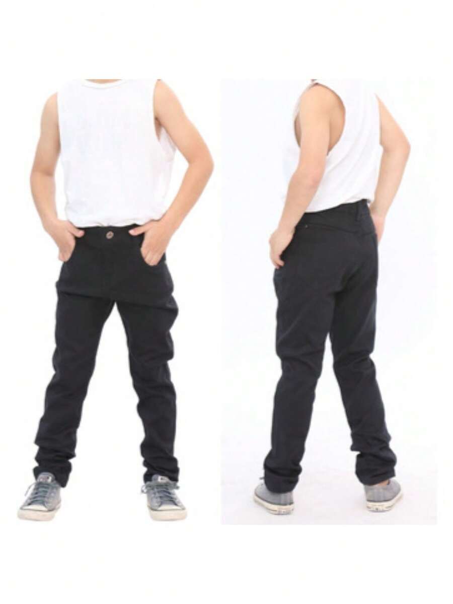 Teen Boy Lycra Twill Trousers 1 To 16 - màu đen - Xem 1