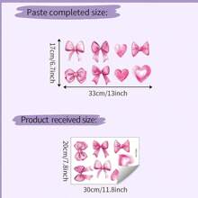 48pcs Pink Bowtie Dr For Bathroom And Bedroom Bow Wall Stickers And Decals Bow Room And Wall Dr Heart Dration Vinyl Peel And Stick Room Dration