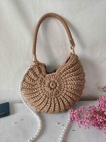 New Style Handwoven Handmade Fashionable And Simple Seashell Shell Handbag Khaki Color