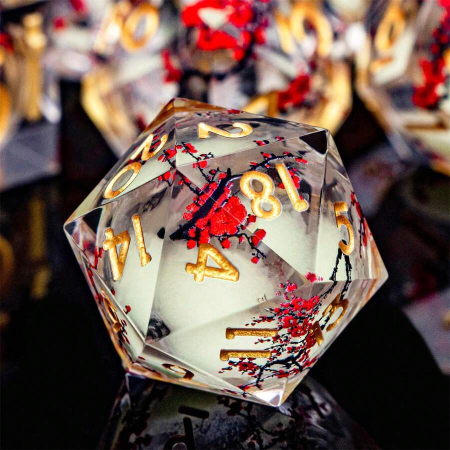 7pcs D&D Dice Set, Liquid-Filled Core Dice, Handcrafted Resin Dice With Sharp Edges, Suitable For Role Playing Games