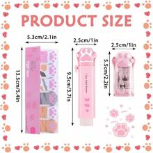 OT-NVWOZR 6-teiliges süßes Schreibwarenset mit Katzenpfoten, 2 einziehbare Radiergummis & 2 Bleistiftspitzer & 2 Kawaii-Haftnotizen, rosa Radiergummi-Spitzer in Katzenform für Schülerinnen, Mädchen, Schule, Büro