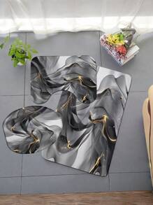 1pc Modern Home Decor Ink Painting Pattern Bathroom Toilet Mat Set, Anti-Slip Thick Soft Carpet Bathroom Mat Room Decor Bathroom Accessories Back To School