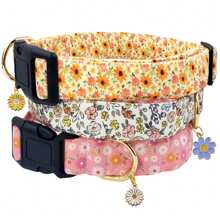Collier pour chien mignon avec breloque fleur rose jaune blanc collier réglable pour animal de compagnie avec motif floral pour chien femelle mâle petit moyen grand
