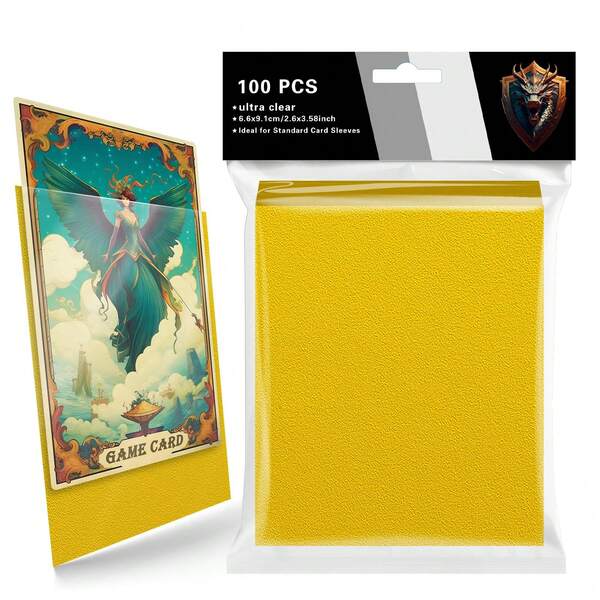 100/200/300 كم غلاف بطاقات مطفي للبطاقات القياسية القابلة للتبادل، أكياس واقية قياسية لحماية حزم البطاقات الرياضية وبطاقات البيسبول وبطاقات ألعاب الورق القياسية (أصفر)