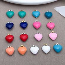 10pcs 8x9mm Cute Tiny Enamel Stainless Steel Heart Charms Mini Love Pendants For DIY Bracelet Necklace Earrings Jewelry Making Crafts Accessories