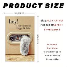 2pcs Cat Greeting Cards With Envelopes, Suitable For Father's Day, Holiday Cards, Birthday Cards, School Supplies,Back To School - Multicolor - View 5