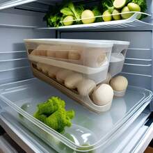 2-Layer Rolling Egg Dispenser - Holds Approx. (12-14) Eggs, Automatic Spacesaving Fridge And Cabinet Storage, Roll-Up Fridge Side Door Egg Holder, PET Fridge Egg Organizer, Egg Picking Rack, Keeps Eggs Fresh, Excellent Kitchen Organization Tool, Christmas Gift, Halloween Gift, For Outdoor, Camping
