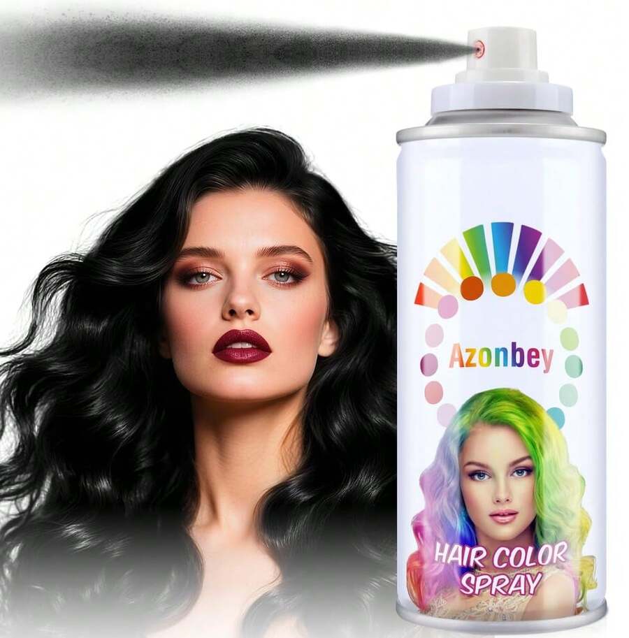 Black Hair Spray,Temporary Hair Color Wax, Hair Wax Dye Pomades,Washable Root Touch Up Hair Color Natural Hair Dye For Party,Hollowen,Cosplay. (Black, 120ml) - 黑與白 - 查看 1