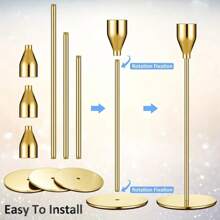 3pcs Set European Style Metal Candle Holders, Candle Decor, Romantic Candlelight Dinner Tabletop Ornaments, Electroplated Wedding Decorations