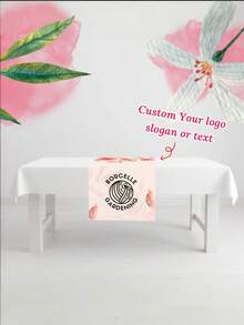 1pc Customizable Linen-Like Table Runner, With Your Logo & Text Printed, Vivid Print, Suitable For Indoor Kitchen, Dining Table Decor, Party Decoration, Anniversary, Trade Shows And Holiday Decor - Multicolor - View 1