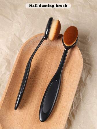 Black Nail Art Powder Brush, Multi-Function Makeup Brush Set Including Cleaning Brush, Mirror Powder Brush, Dust Brush, Concealer Brush, Flexible & Portable