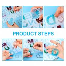 104pcs Alphabet Silicone Resin Mold, Letter & Number Epoxy Resin Mold Keychain Jewelry Mold For Resin Casting With Keyring And Pliers Set For Making Keychains/House Numbers