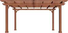 10' X 12' Patio Pergola, Cedar Wood Pergolas With Solid Structure, Pergola Kits, Outdoor Pergolas And Gazebos With Slatted Trellis Roof For Deck Backyard Grill Party Garden - 彩色 - 查看 2