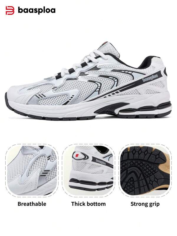 baasploa 2025 Neue Herren Laufschuhe, Retro Mesh, atmungsaktiv, rutschfest, leicht, mit dicker Sohle, strapazierfähige Laufschuhe für Herren und Damen, Outdoor Lässig Sportschuhe