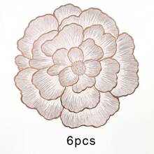 1 pièce/4 pièces/6 pièces/150 pièces Sets de table ronds en PVC style occidental avec motif pivoine, résistants à la chaleur, antidérapants, sets de table décoratifs pour hôtel, restaurant, fête, mariage, festival