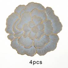 1 pièce/4 pièces/6 pièces/150 pièces Sets de table ronds en PVC style occidental avec motif pivoine, résistants à la chaleur, antidérapants, sets de table décoratifs pour hôtel, restaurant, fête, mariage, festival