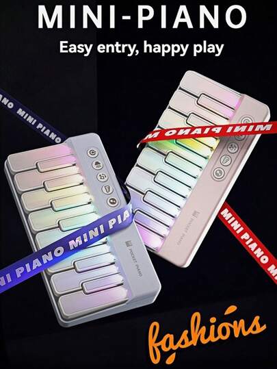 1 pieza Piano de bolsillo de 7 colores, mini piano multifuncional de 22 teclas que se puede tocar, regalo portátil para niños, regalo de vuelta a clases, regalo de cumpleaños para niños y niñas (baterías no incluidas)
