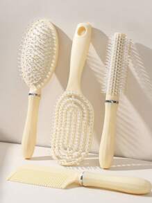 4pcs Fluffy Air Cushion Hair Comb Set, Long Hair Straightening Brush, Student Dormitory/Home Use, Women Curling Massage Comb
