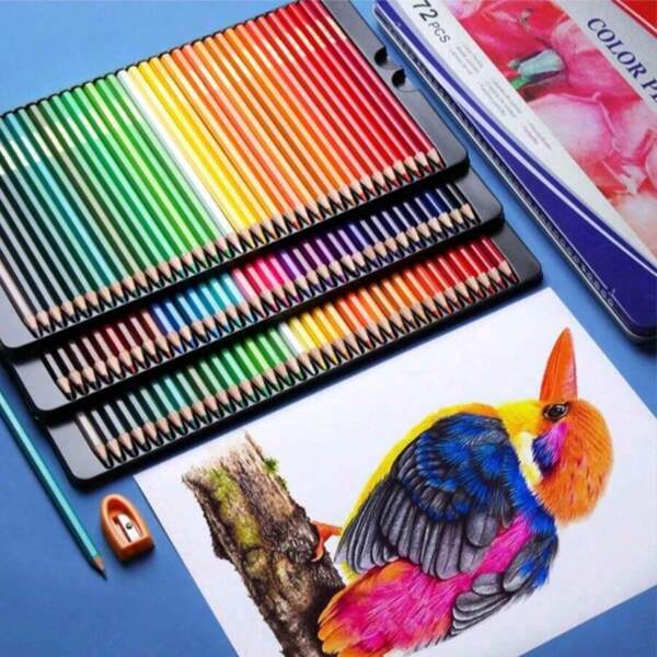 12/24 Colors Wooden Oil-Based Colored Pencils Set, Painting, Drawing And Coloring Tools Suitable For Students, Office, School, Sketching, Students, Markers, Stationery, Boys, Girls, School Supplies