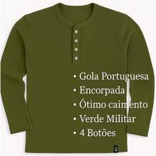 J SILVER Men's SLIM Long Sleeve 4 Button Henley T-Shirt - Portuguese Collar - Various Colors - Army Green - View 2