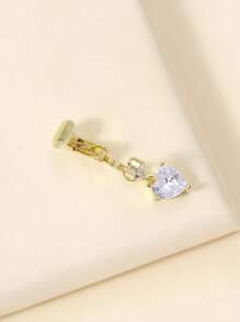 1pc Fashionable & Versatile Cubic Zirconia Heart Shape Navel Clip