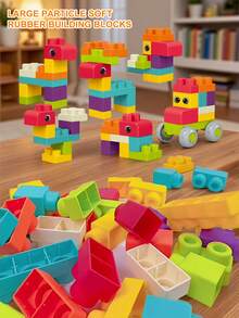 Soft Rubber Building Blocks For Toddlers 3+, Large Choking-Proof Blocks | Squeeze & Stack Educational Toys | 18/26/32PCS Baby Gift,For Back-To-School Season, Halloween, Christmas - Large Particle Soft Plastic Building Blocks - View 11