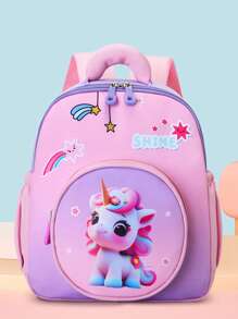 Lightweight Fashion Backpack With Cute Horse Design For Girls, Durable Back Support Shoulder Bag, Ideal For School, Summer New Arrival
