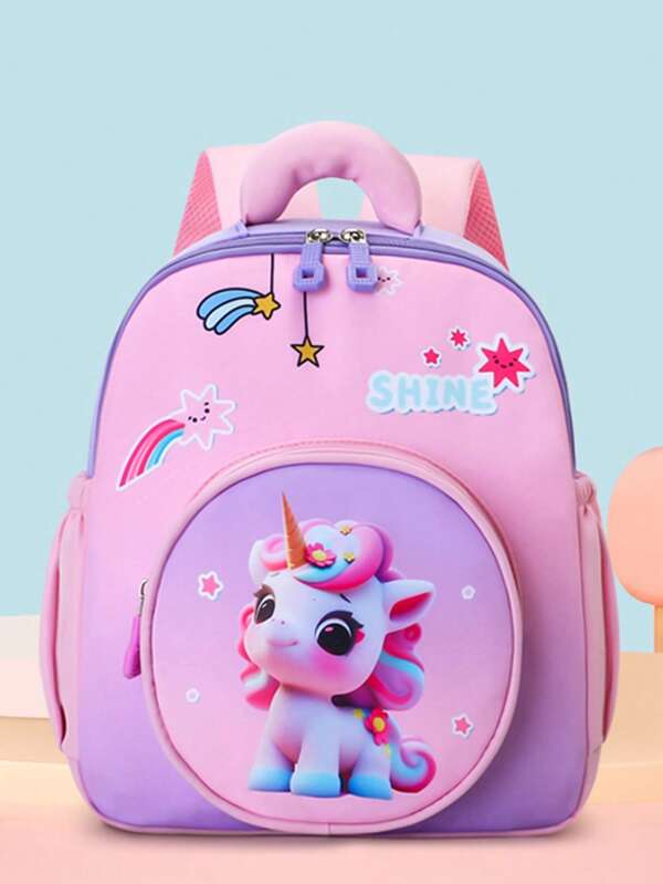 Mochila de moda ligera con diseño de caballo lindo para niñas, bolsa de hombro con soporte de espalda duradero, ideal para la escuela, nuevo llegado de verano