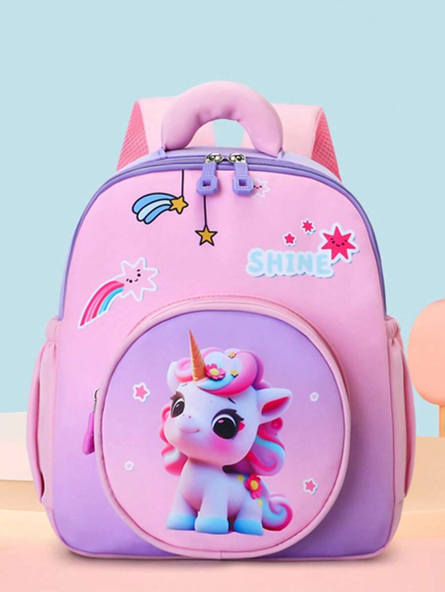 Lightweight Fashion Backpack With Cute Horse Design For Girls, Durable Back Support Shoulder Bag, Ideal For School, Summer New Arrival
