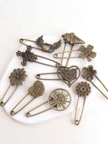 5/10/20pcs Assorted Vintage Style Alloy Brooch, For DIY Jewelry Making