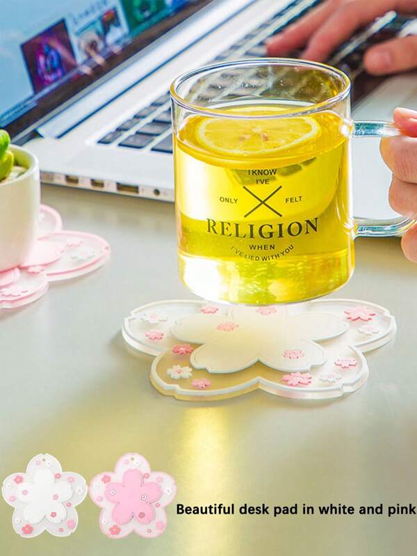 1 pieza Posavasos con forma de flor, para taza de café, taza de té, disponible en múltiples tamaños, resistente al calor para proteger tu mesa de las marcas de quemaduras, útiles escolares, vuelta al colegio