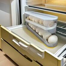2-Layer Rolling Egg Dispenser - Holds Approx. (12-14) Eggs, Automatic Spacesaving Fridge And Cabinet Storage, Roll-Up Fridge Side Door Egg Holder, PET Fridge Egg Organizer, Egg Picking Rack, Keeps Eggs Fresh, Excellent Kitchen Organization Tool, Christmas Gift, Halloween Gift, For Outdoor, Camping