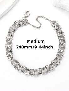 1 pieza Pulsera de plata de ley 925 única, elegante y sencilla adornada con doble eslabón, pulsera de encanto DIY para mujeres, regalo de joyería fina