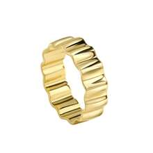 Charm-In 1 件时尚 18K 镀金镂空简约素面女士戒指，情人节礼物 - 金黃色 - 查看 11