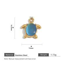 1 Pc 304 Stainless Steel 18k Gold-Plated Pendant With Natural Stone Fish, Moon, Crab, Turtle And Bird, Women's Stainless Steel Jewellery Accessories DIY Pendant