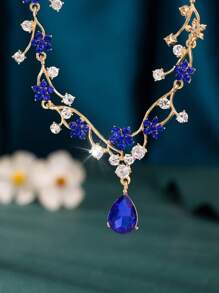 3 Piece Vintage Plum Blossom Jewelry Set With Cubic Zirconia Earrings & Necklace, Suitable For Bride, Bridesmaid, Wedding, Party, Formal Occasions