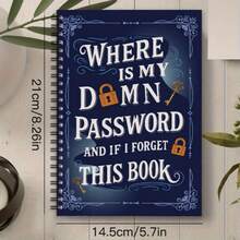 Teal Password Journal With Gold Key - Internet Login Organizer | Spiral Security Book For Usernames & Passwords | Home/Office/Back To School Essential