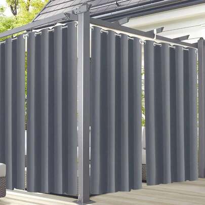 Famibay 2 Panels Outdoor Curtains For Garden Patio Gazebo Pergola Waterproof Blackout Thermal Insulated Outdoor Patio Curtains Garden Blackout Eyelet