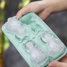 1pc 4-Hole Ice Cube Tray, Cute Cat Shaped Ice Maker, Reusable Ice Trays For Freezer, Flexible Silicone Ice Molds