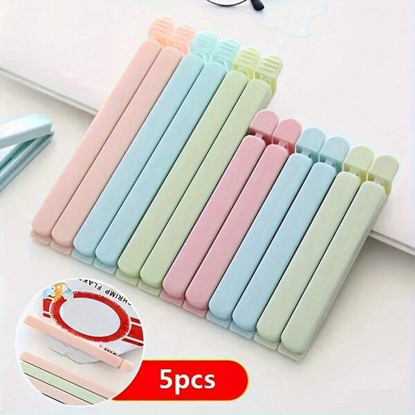 5/10pcs Food Bag Sealing Clip, Multifunctional Reusable Food Preservation Sealing Clip, Used For All Kinds Of Plastic Bags And Snack Bags, Kitchen Finishing Bags And Storage, Kitchen Accessories, Random Colors.