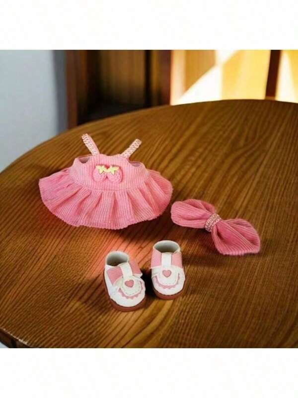 17cm Outfit de fresa para LABUBU, adecuado para la primera, segunda y tercera generación de LABUB, muñeca LABOBU y ropa de muñeca [Solo outfit] para LaBUBBU