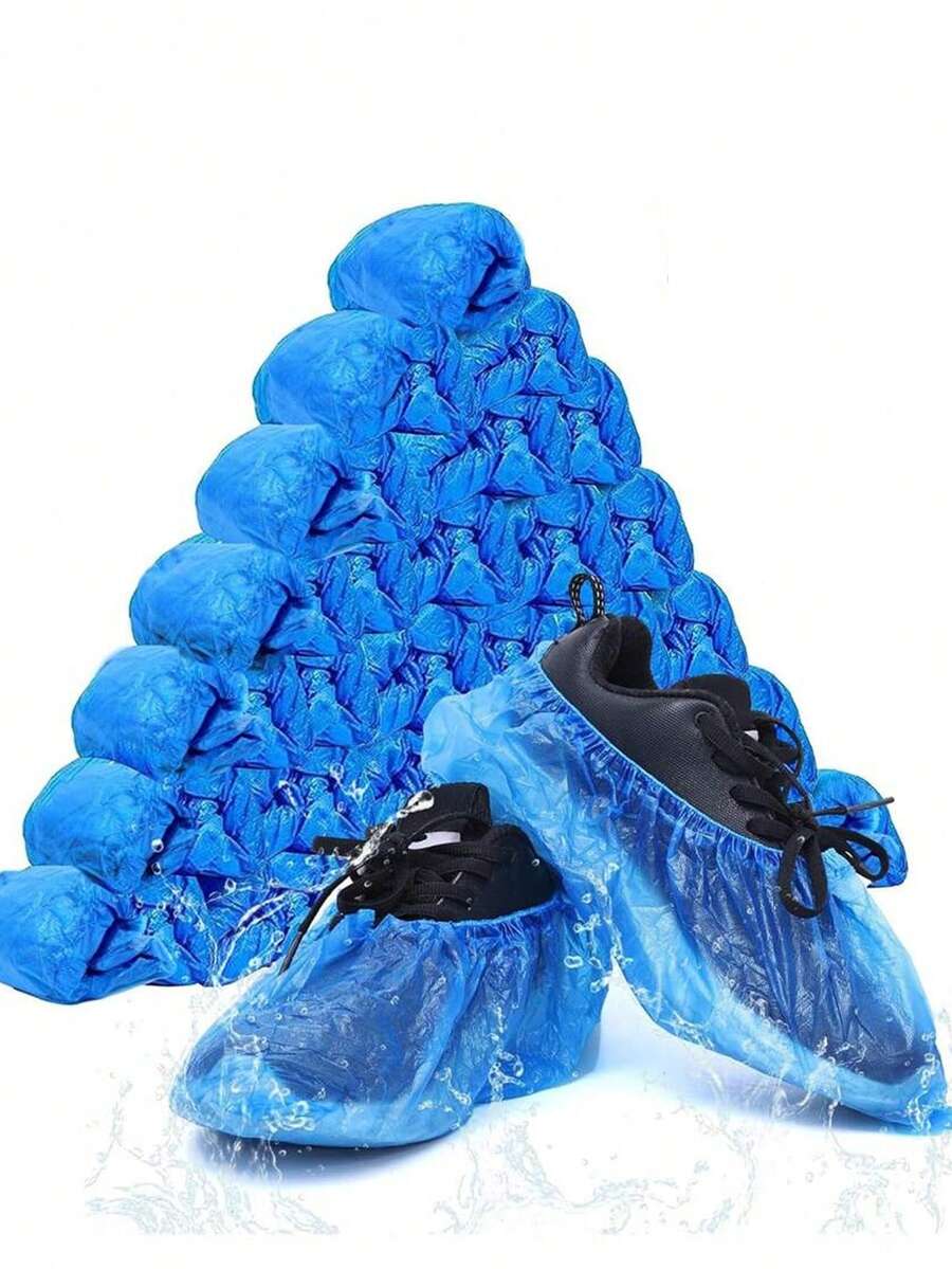 10/100/200pcs Disposable Plastic Boot & Shoe Covers - Durable, Waterproof, Anti-Slip Protective Shoes For Cleaning, Travel And Hotel Use - A - View 1