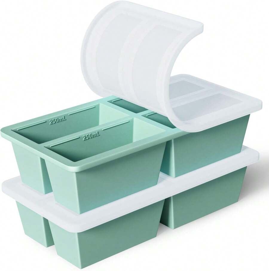 Silicone Freezer Tray For Sauce Cube:  Super Prep Freezing Tray For Souped Storage - Freeze 125mL 250mL Broth Soup Portion